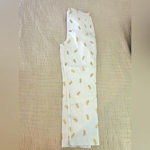 Chico's White Pants with Gold Pineapple Design